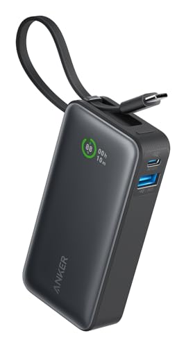 Image of Anker, 545 Nano Power Bank, 10,000mAh, 30W Internal USB-C Cable