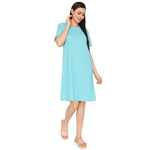 Image of Zivame Mickey & Friends Knit Cotton Knee Length Nightdress - Lemon Drop