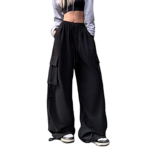 Women's Pants Y2k Cargo Gothic Baggy High Waisted Trousers Harajuku Streetwear Parachute Pants for Men