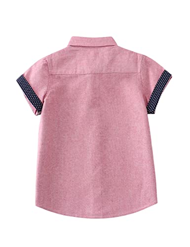 Boys' Button Down Short Sleeve Shirts Toddler Solid Oxford Shirt with Pocket School Uniform Dress Shirt2