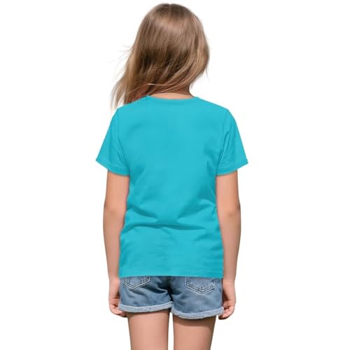Girls Short Sleeve T-Shirt with Button Summer Breathable Waffle Casual Loose Fit Basic Tees for 2-16 Years2