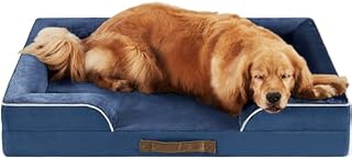 Codi Extra Large Memory Foam Layer Dog Bed, Washable Orthopedic Dog Bed Couch with Removable Zipper Cover, Waterproof Dog Bed Sofa Bed, Grey, 106x81x(8.9+8.9) cm