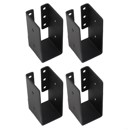 CNANRNANC 4 perchas de madera negra a vigas de madera para vigas de 2 x 4, soportes de hierro Q235 resistentes para valla de cubierta de cenador al aire libre y estructura de jardín