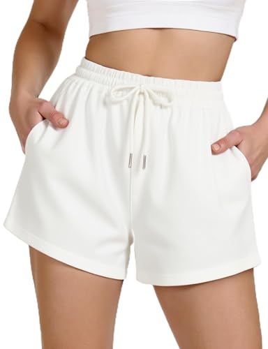 Short de survêtement pour femme blanc en coton taille M