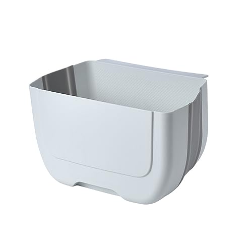 Papelera para dormitorio, 1 cubo de basura innovador de PP, plegable, de pared, for cocina.(White Gray)