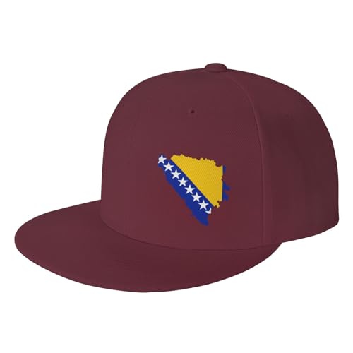 Flag-Map of Bosnia and Herzegovina Adjustable Outdoor Baseball Hat Flat Hat2