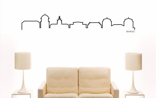 INDIGOS UG Wandtattoo – Skyline Thimphu (Bhutan), Schwarz, 4-40x10 Cm, Selbstklebend