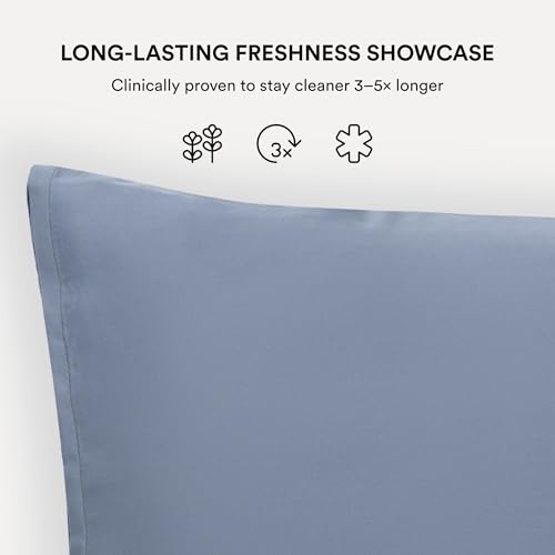 Image of Clementine Sleepwear Essentials Organic Queen Size Pillowcase Blue Lagoon | Two-Tone Bamboo and Silver Ion Silk for Acne-Prone Skin, Anti-Aging, and Hydrated Hair and Skin