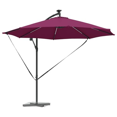 Sombrilla burdeos de 294x294 cm para disfrutar de tu terraza noche y día 3