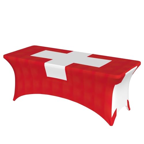 Nappe de table extensible drapeau suisse élasthanne pour couvrir table 1,8 m - 2