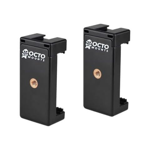 OCTO MOUNTS - 2 Pack Universal Smartphone Holder Set for Mounting Any Phone. Has Camera Screw (1/4-Inch 20), Easily Connect Your Cell Phone to GoPro Assessories, Tripods, Poles, Hand Grip, Etc. Cover