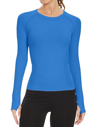 Image of MathCat Workout Shirts for Women Long Sleeve, Workout Tops for Women, Quick Dry Gym Athletic Tops,Seamless Yoga Shirts XS-XL
