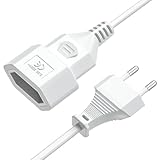 Stromkabel Verlängerungskabel, Ancable 5M Verlängerungskabel Flach, VDE-Zertifiziert, Eurostecker Typ-C auf Euro Buchse, Verlängerungskabel Netzkabel für TV, Monitor, Haushaltsgeräte, Weiß
