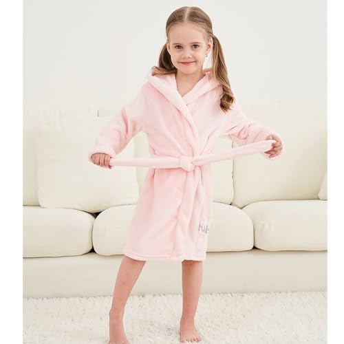 Image of Boys Girls Bathrobes,Toddler Boy Girl Robes,Children's Plush Soft Coral Fleece Hooded Pajamas Sleepwear for Kids