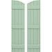 Ekena Millwork ARW401BE414X79SGH Americraft Four 3 Exterior Real Wood Joined Board-n-Batten Shutters w/Elliptical Top (Per Pair), 14"W x 79"H, Seaglass