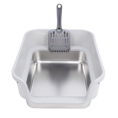 Arenero para gato de acero inoxidable extra grande con lados altos miniatura 5