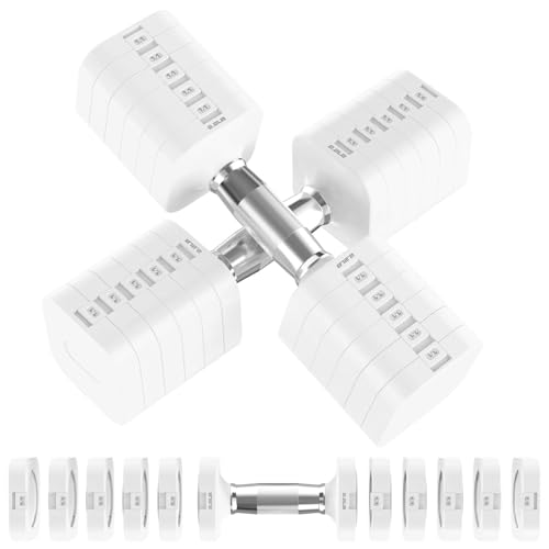Image of Hezeyferg 30.8LB Adjustable Dumbbell Set, Hand Weights Set for Home Gym | Each Adjustable Weight Dumbbell with 6 Levels 4.4 /6.6 /8.8 /11 /13.2 /15.4lb, for Women /Men Full Body Workout