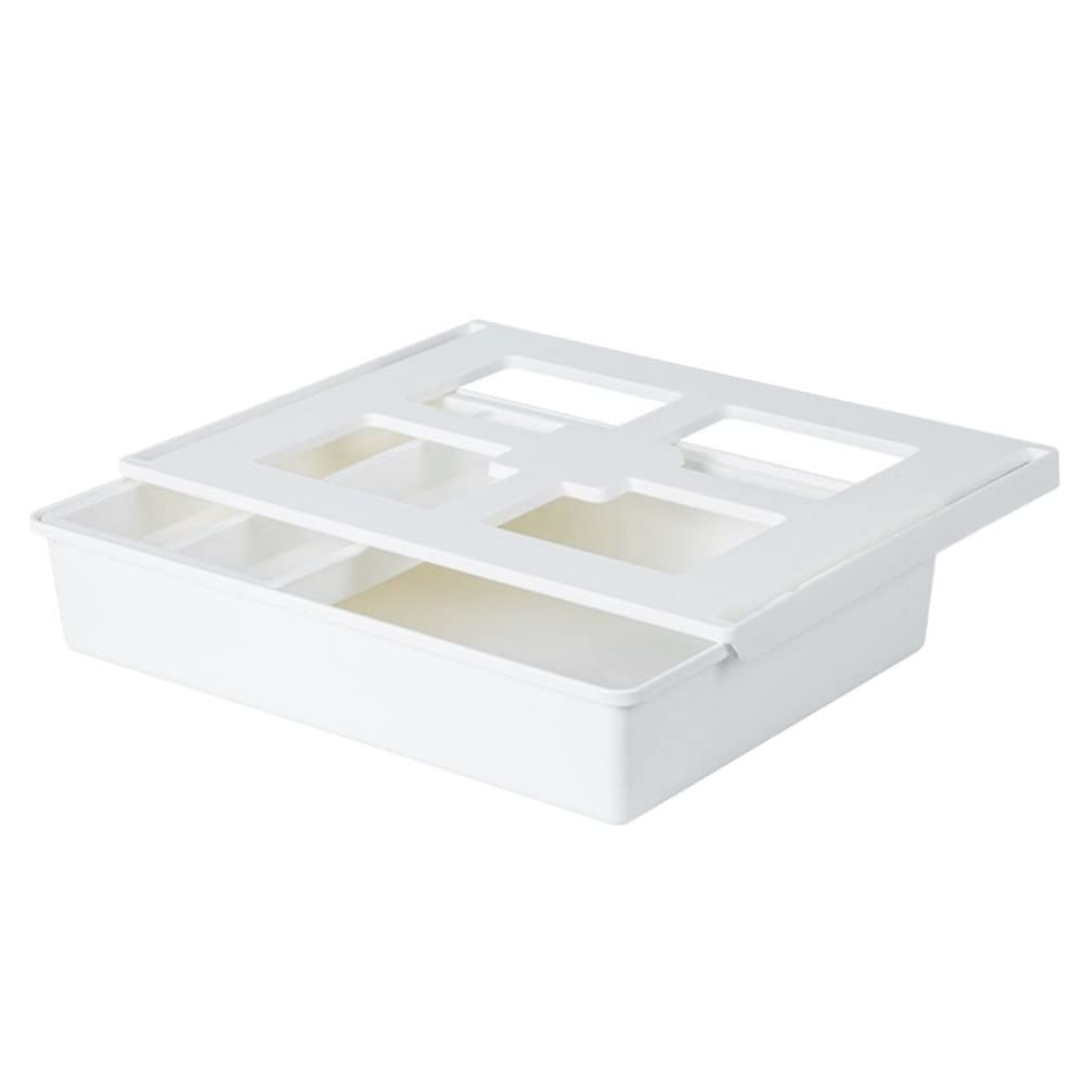 Zerodeko Organizzatore per Tavolo Separatore Attaccabile Sotto la Scrivania Box Porta Oggetti in Plastica Resistente Salvaspazio per Ufficio e Cucina
