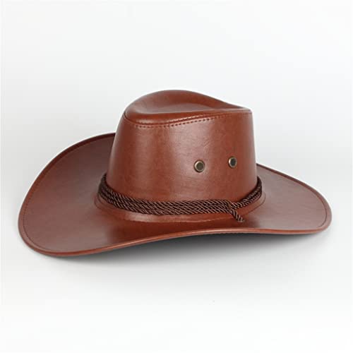 Chapeau de cowboy contre le soleil et le vent en simili cuir brillant pour voyage