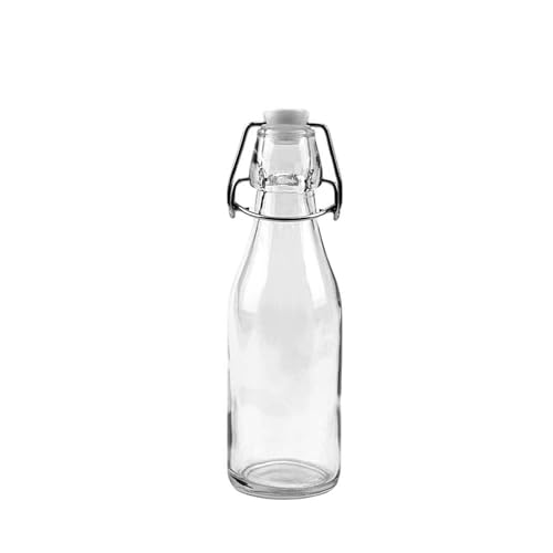 simpa Vintage Style Clear Glass Bottles with Swing Top Lids. Round 250ml Bottles - Set of 6