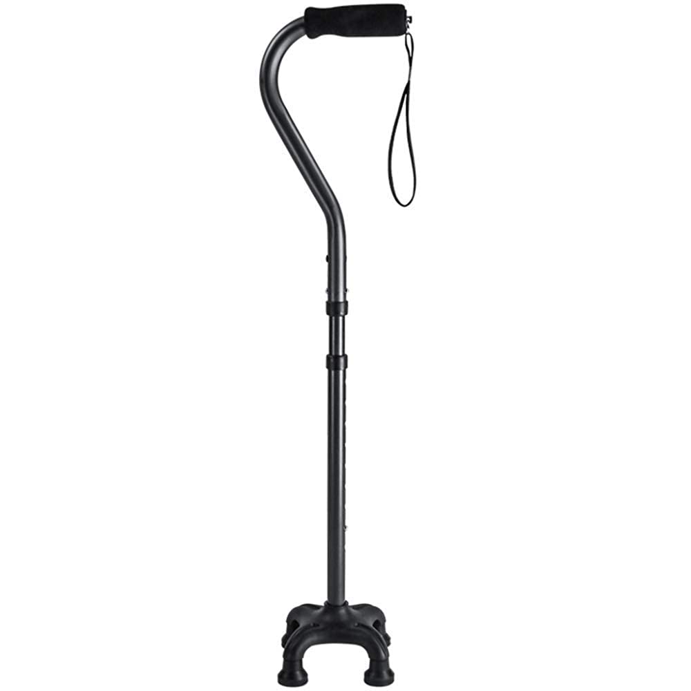 Andador para Ancianos,Bastón para muletas, bastón portátil Ligero Plegable escalable de Cuatro pies, para Hombres y Mujeres, Adulto, Anciano, Personalidad/Negro/Talla única