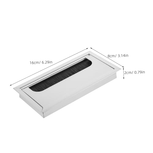 Tapa de agujero para cables de aleación de aluminio, diseño cuadrado elegante para gestión eficiente de cables, con cepillo antipolvo para oficina y hogar miniatura 2