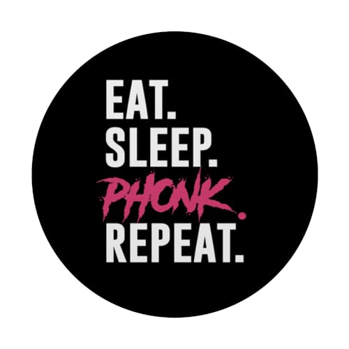 Eat Sleep Phonk Repeat, Funny Vintage Phonk Music PopSockets Swappable PopGrip, Black - Image 3