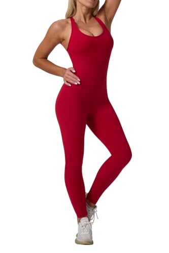 Image of LOVESOFT Workout Jumpsuits for Women Sleevesless Bodycon Backless Unitard