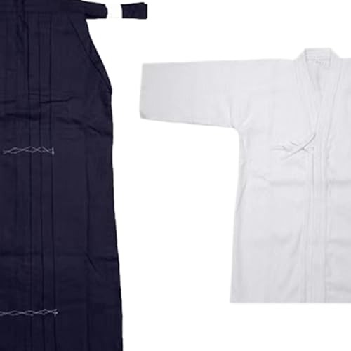 Ensemble Kendo en polyester résistant avec hakama bleu et veste kimono - 2