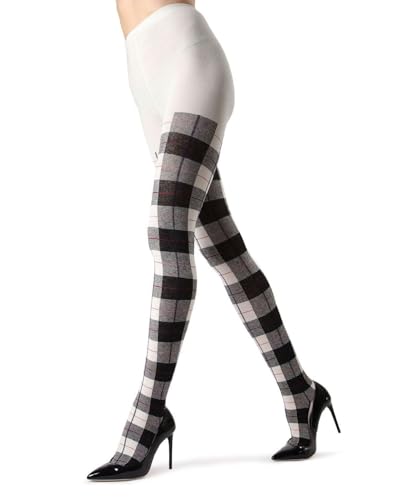 Image of MeMoi Scottish Plaid Tartan Sweater Tights, Warm Opaque Winter Tights