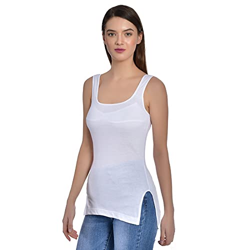 Image of Women's Regular Fit Sleeveless Cotton Long Camisole Slip Spaghetti Combo Pack of 3