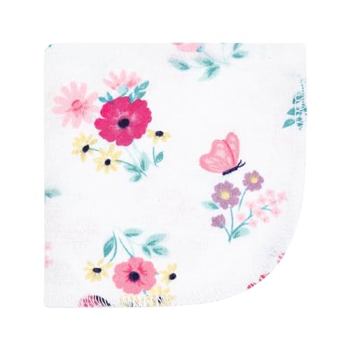 Image of Hudson Baby Unisex Baby Flannel Cotton Poly Washcloths, Butterfly Floral 12 Pack, One Size