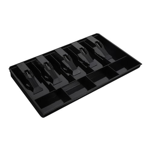Healeved Cassetto Porta-denaro 5 Scomparti e 4 Vani per Monete, Organizer per Contanti in Plastica Resistente, Vassoio Portaoggetti Multiscomparto per Negozi, Supermercati e Ristoranti