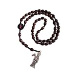 Bovemee NEW Wooden Santa Muerte Necklace Rosaries Beads Holy Death's Necklace Blessing Crafted Rosario de la santa muerte Prayer Gift For Men and Women