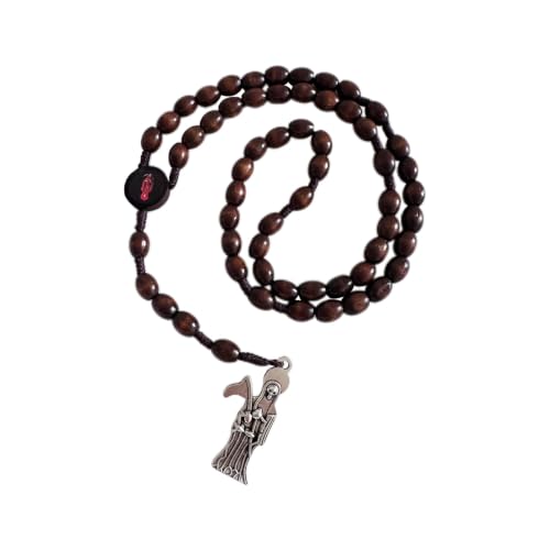 Bovemee NEW Wooden Santa Muerte Necklace Rosaries Beads Holy Death's Necklace Blessing Crafted Rosario de la santa muerte Prayer Gift For Men and Women by Bovemee - Used condition - US$6.91
