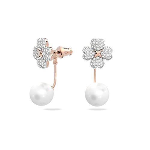 Swarovski Latisha Earring Jackets, Flower, White, Rose-gold tone Finish2