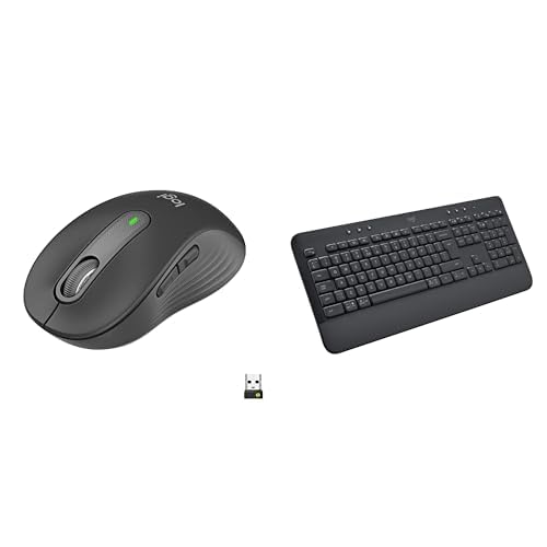 Logitech Signature M650 M myszka bezprzewodowa Bluetooth dla małych i średniej wielkości dłoni, żywotność baterii 2 lata, Logitech Signature K650 Klawiatura, Bezprzewodowa z Podkładką, QWERTY US Intl