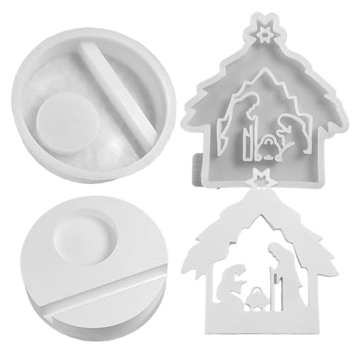 Silicona para belén en forma de casa y figuras, yeso, decoraciones de mesa, moldes de silicona para cuna