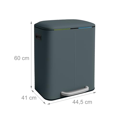 Caneca de basura 2 compartimentos 40 L metal gris miniatura 4
