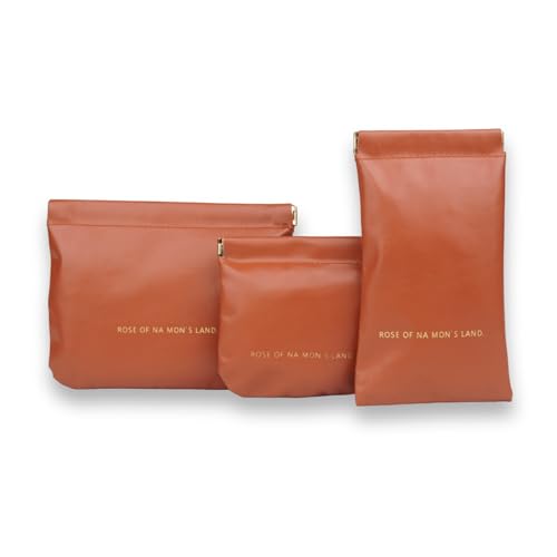 Image of House of Quirk Cosmetic Bag for Women Makeup Bag for Purse Travel Makeup Organizer Bag Waterproof Makeup Pouch with Sunglasses Case (Pack of 3, Brown)