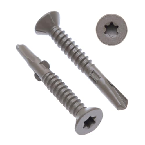 6.3 mm Metal Screws Self Tapping Torx Flat Head Self Drilling Screws (Pack of 200) Outdoor Use with Anti Corrosion Protection C4 for Metal Sheets/Roofing Windows Fastening DIN7504 P (6.3mm x 60mm)