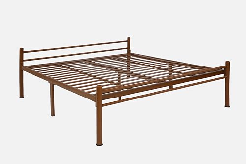 Image of Nivo Metal King Size Bed Without Storage | Wrought Iron Double Bed with Headboard & Footboard | Sturdy Powder Coated Platform Bed King Size Cot for BedroomLivingRoom Brown (75x72)