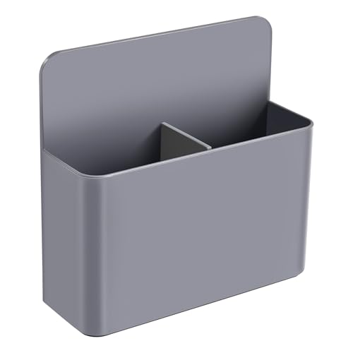 Bidponds Magnetic Marker Holder for Whiteboards/Fridge/Refrigerator/School Locker Organiser,Magnetic Chalk Organiser/Remote Control Holder/Dry Eraser Marker Tray with Anisotropic Magnet Backing Gray