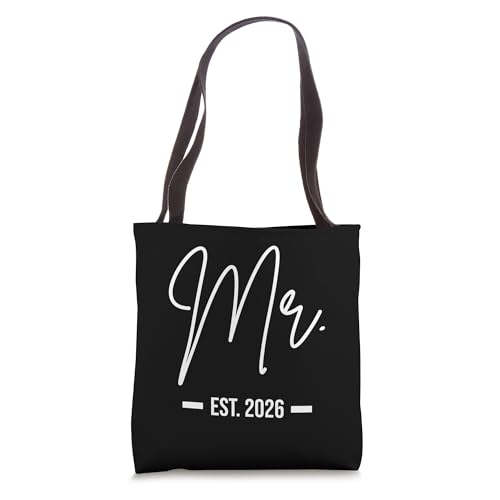 Bolso tote 'Mr & Mrs' para fiesta de bodas, diseño 'Just Married', estampado divertido para pareja recién casada