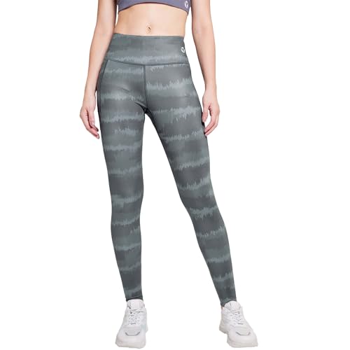 Image of TECHNOSPORT Womens Skinny Fit Activewear Tights for Running, Gym, Sports and Regular Use, Antimicrobial and Printed