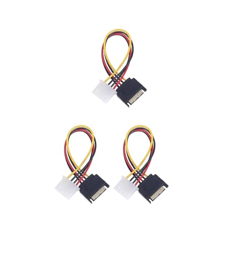 Image of PriEnt Molex to SATA Power Adapter Cable, 15 Pin Male SATA to 4 Pin Molex Female Connector, Durable Adapter Cord for Hard Drives, SSDs, Optical Devices, Reliable Connection, Pack of 3