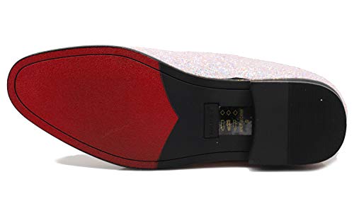 Image of SPK04 Men's Vintage Glitter Dress Loafers Slip On Shoes Classic Tuxedo Dress Shoes