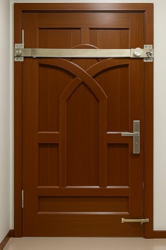 Image of Heavy Duty Door Security Bar Adjustable 80-120 cm | Stainless Steel Safety Lock for Main Door | Additional Lock to Door| Drill /Hammer Fixed |Extra Door Protection