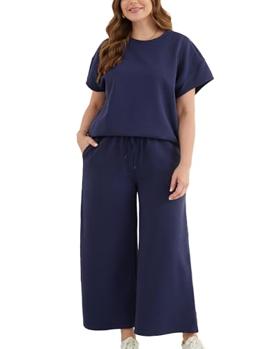 50% Off Plus Size Waffle Knit Lounge Set with Code ZBTR6NUZ