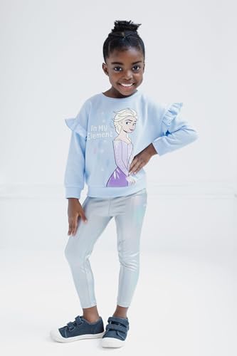 Image of Disney Minnie Mouse Frozen Princess Girls Fleece Sweatshirt & Iridescent Leggings Set Toddler to Big Kid Sizes (2T - 14-16)